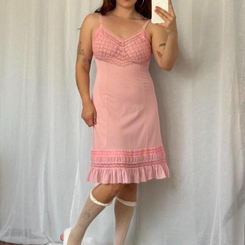 ✿ rare pink lace topform slip dress ✿